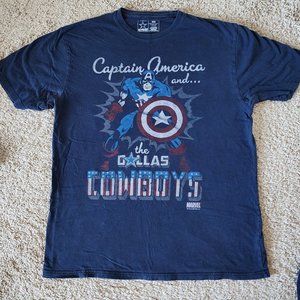 Dallas Cowboys and Marvel Captain America Collab T Shirt - Size Medium.